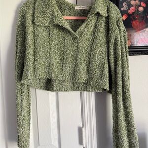 Green Textured Women's Sweater